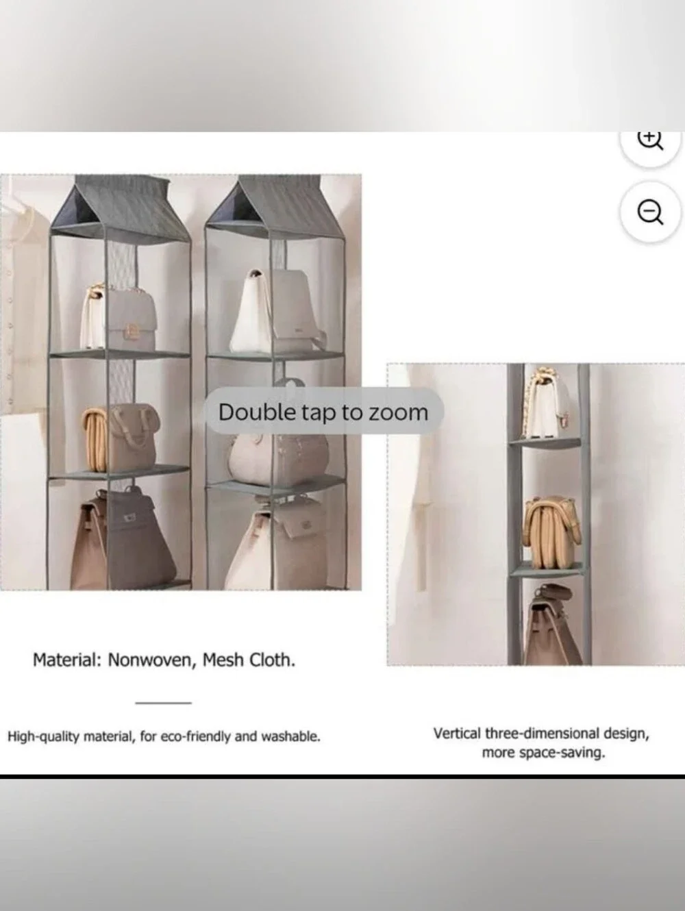 Hanging 4-Tier Closet Organizer Shelf - Gray Set Of 3